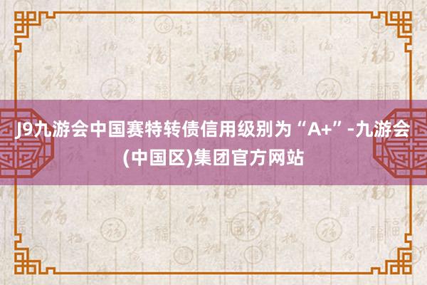 J9九游会中国赛特转债信用级别为“A+”-九游会(中国区)集团官方网站